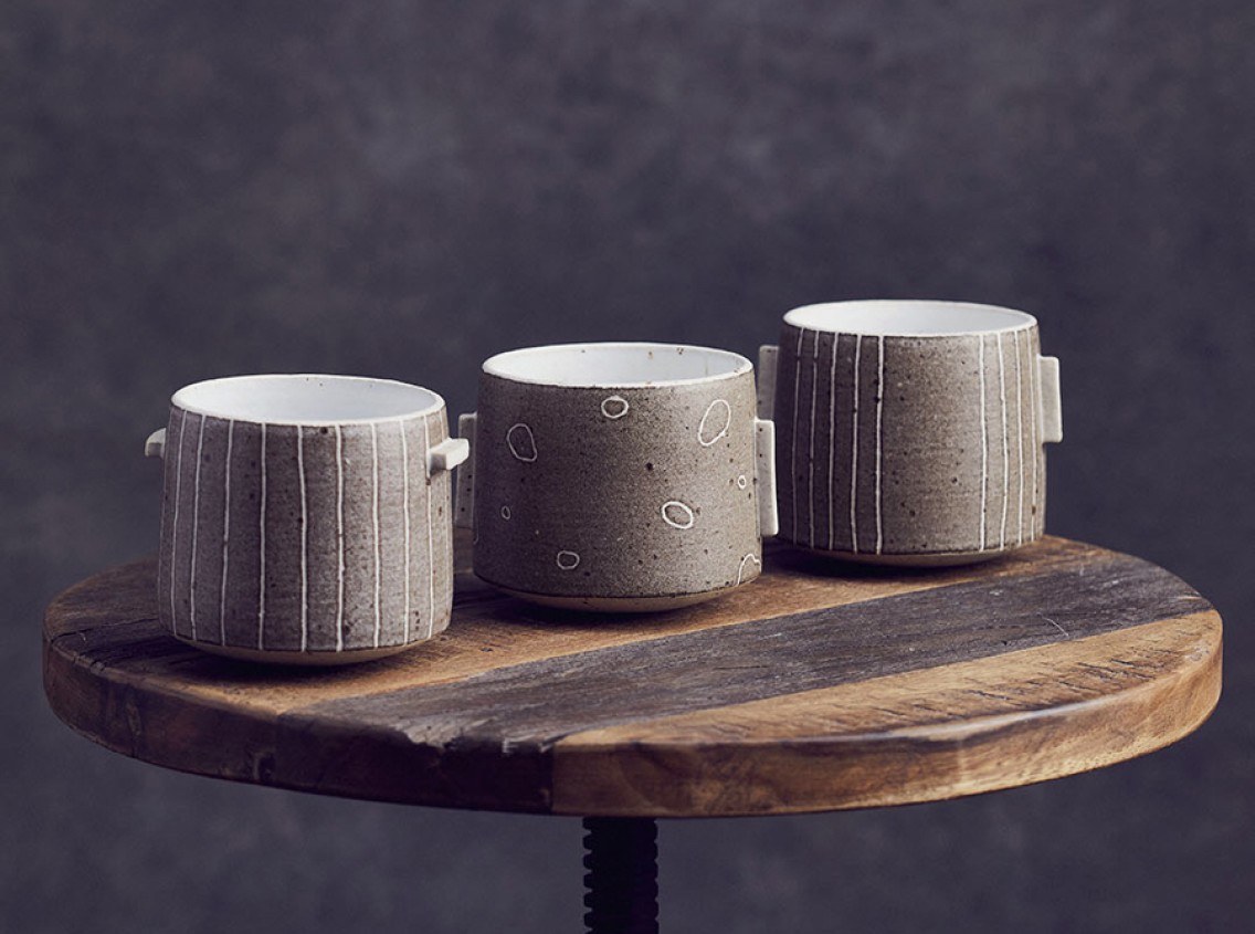 Brown Stripy Mugs