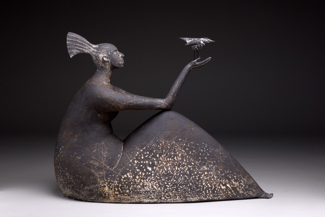 Jeremy James - Seated Woman and Bird