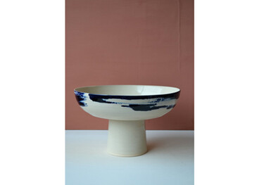 Izzy Letty - Large Pedestal Bowl, Nude & Cobalt