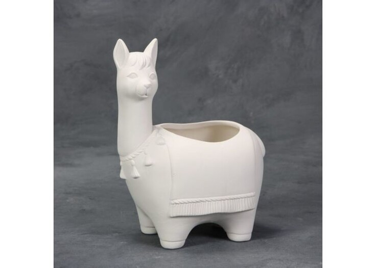 Bisque Llama Container by Mayco