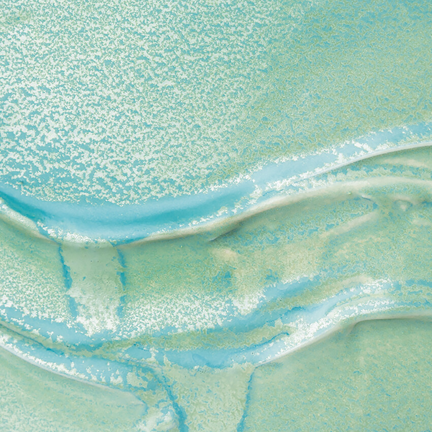 Photograph: AMACO Pearlescent Cone 5-6 Glaze: Aqua Shimmer 473ml