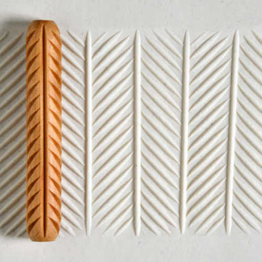 Photograph: MKM 10cm HandRoller Design 62. Herringbone Pattern.
