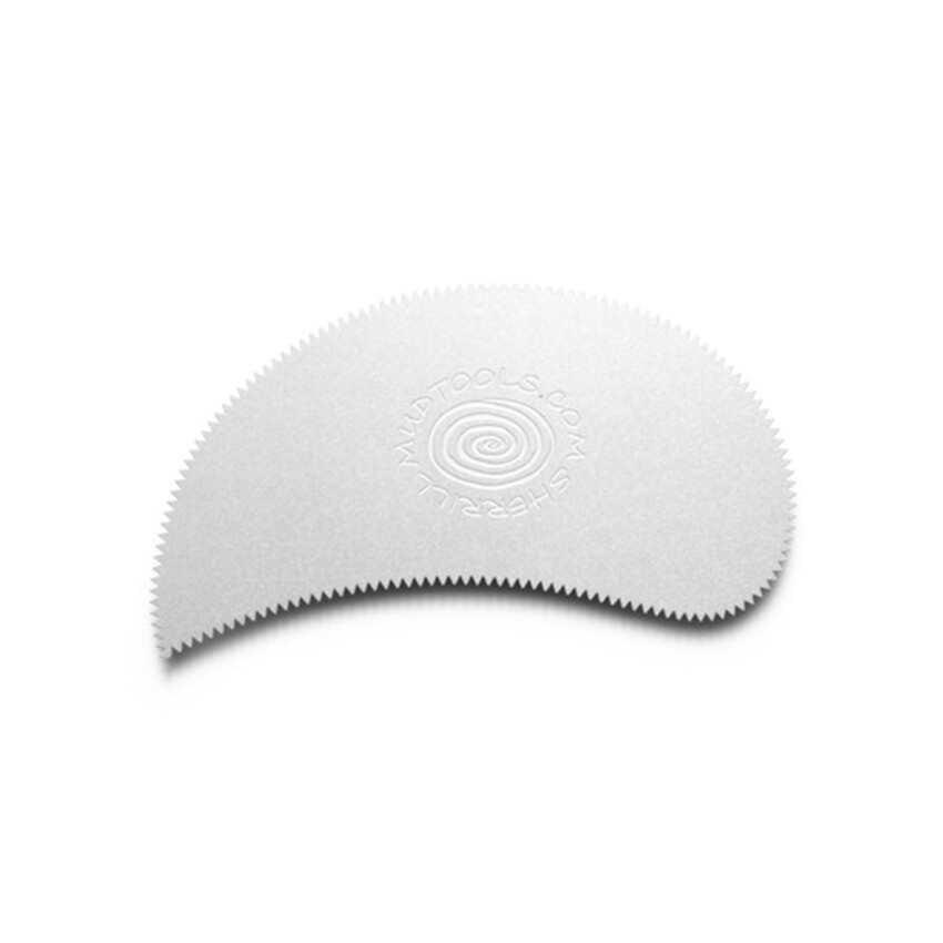 Photograph: Mudtools Paisley Scraper Stainless Rib (Serrated 24 Teeth Per Inch)