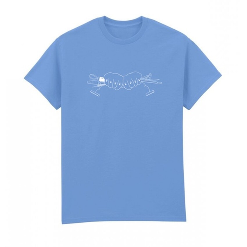 Photograph: Potclays X Scruffy Little Herbert Knuckles T-Shirt: Blue XL