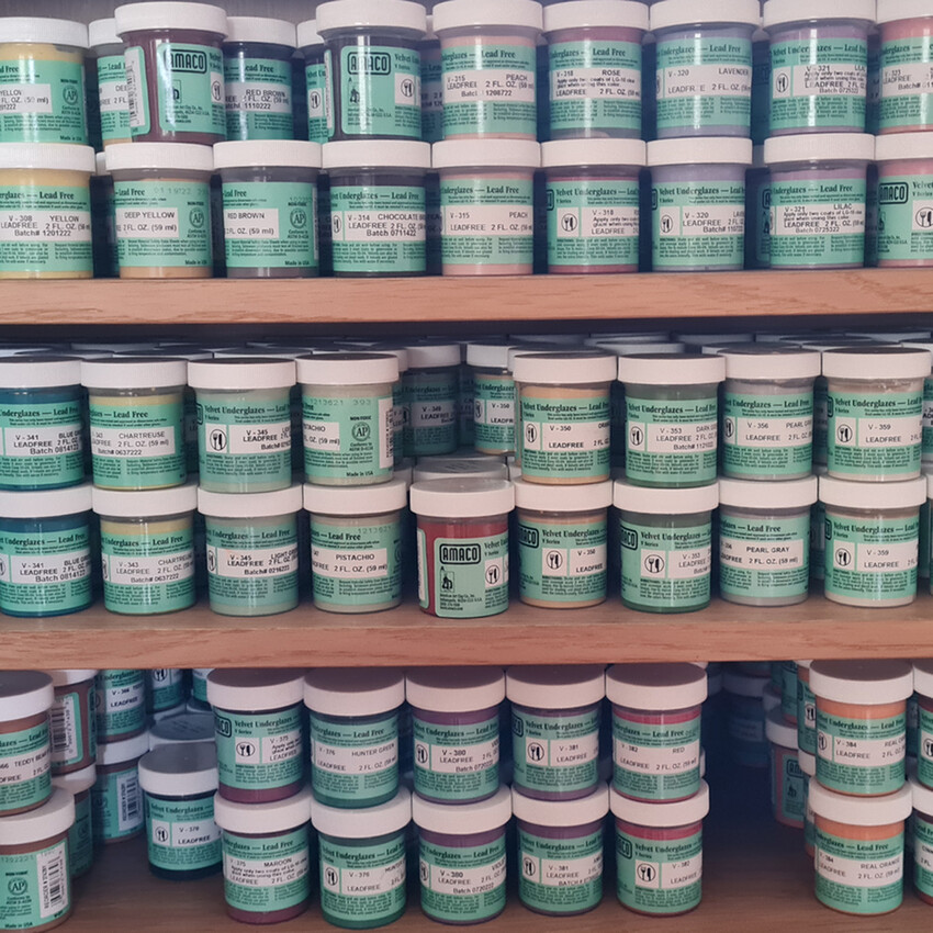 Photograph: Set of 27 Amaco Velvet Brush-On Underglazes (59ml jars)