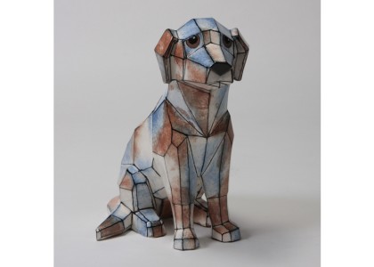 Faceted Dog by Mayco: 9.5 x 9.5 x 5.75W